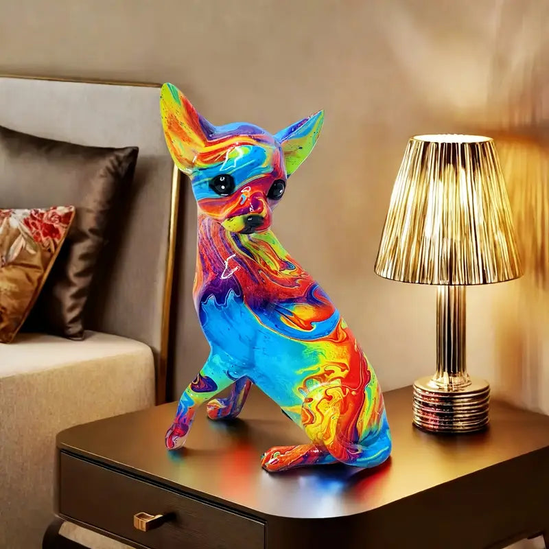 Vibrant Resin Chihuahua Lamp